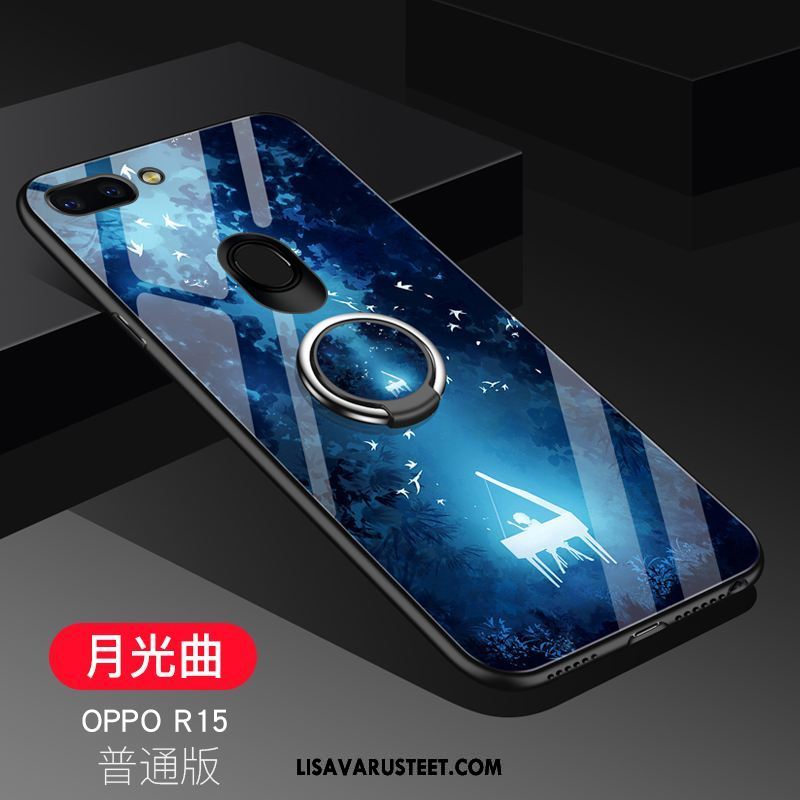 Oppo R15 Kuoret Ihana Sininen Kotelo Murtumaton Pesty Suede Kuori Halpa