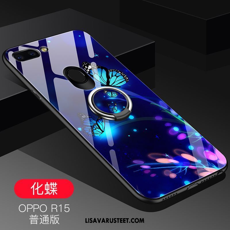 Oppo R15 Kuoret Ihana Sininen Kotelo Murtumaton Pesty Suede Kuori Halpa