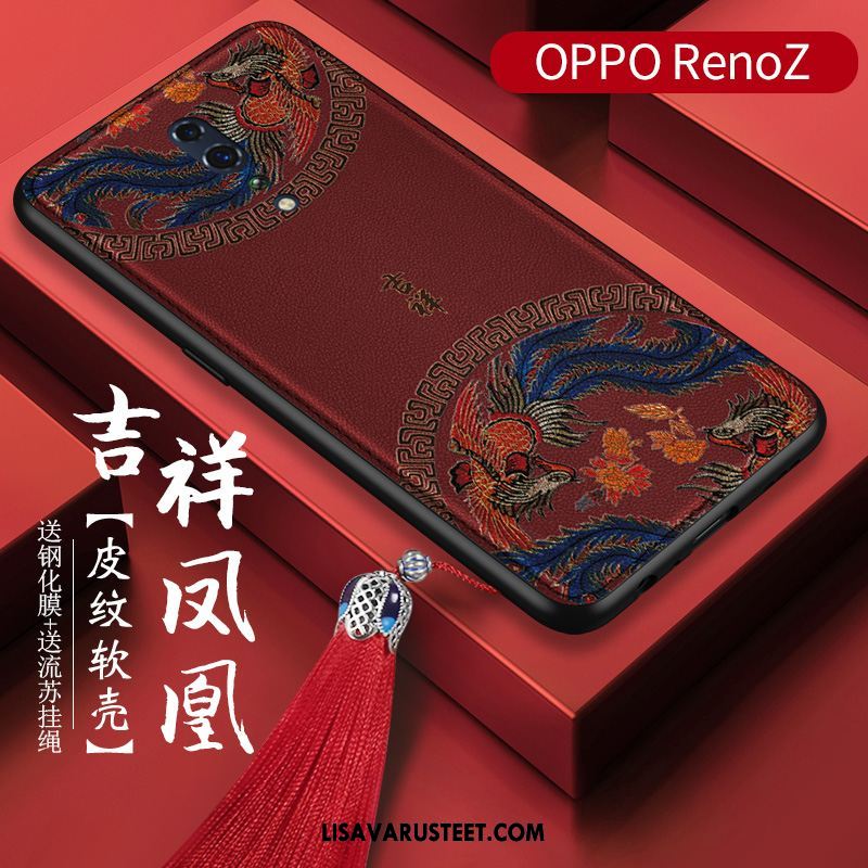 Oppo Reno Z Kuoret Karkaisu Pehmeä Neste Fringed Kukka Punainen Myynti