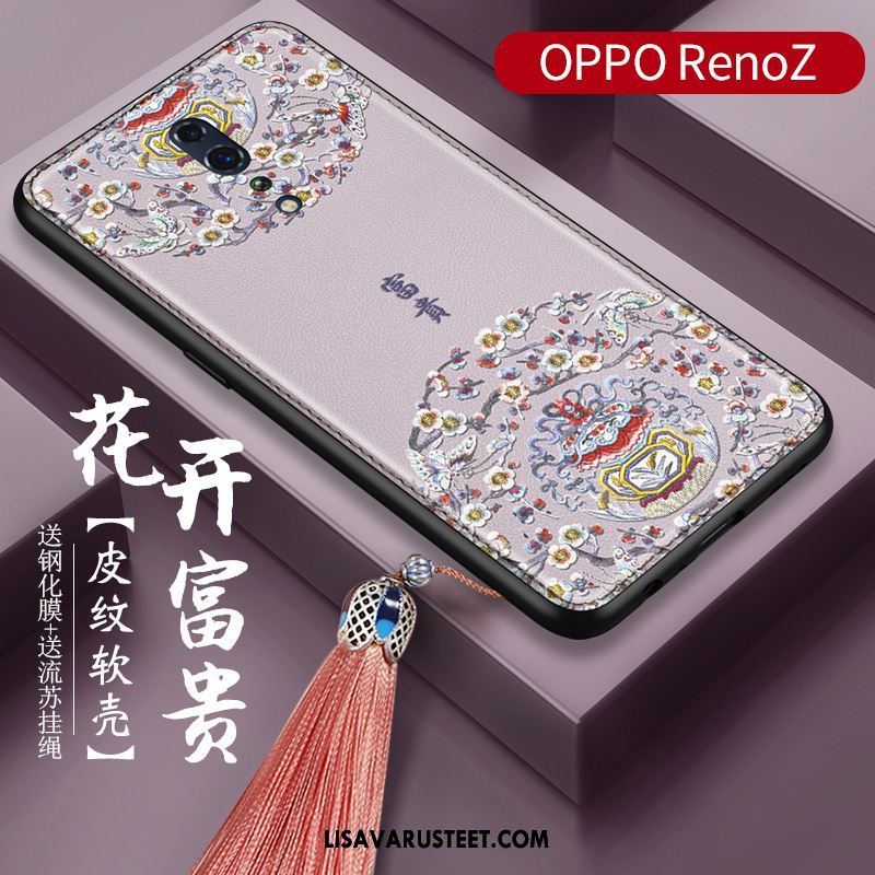 Oppo Reno Z Kuoret Karkaisu Pehmeä Neste Fringed Kukka Punainen Myynti