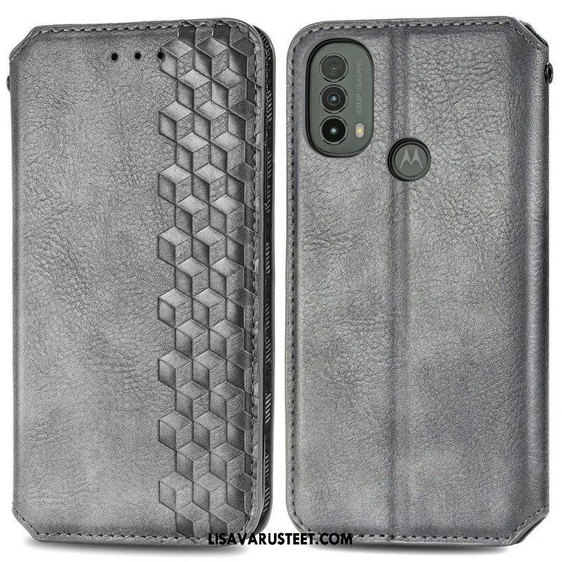 Puhelinkuoret Moto E40 / E30 / E20 Kotelot Flip Nahkaefekti Diamond Texture