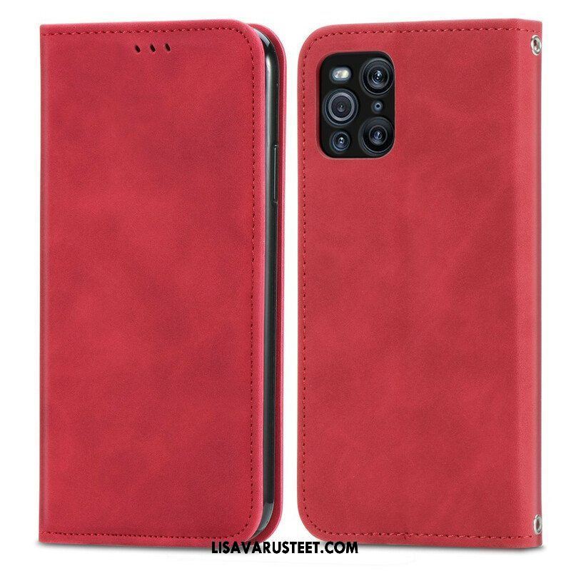 Puhelinkuoret Oppo Find X3 Pro Kotelot Flip Vintage Keinonahkaa