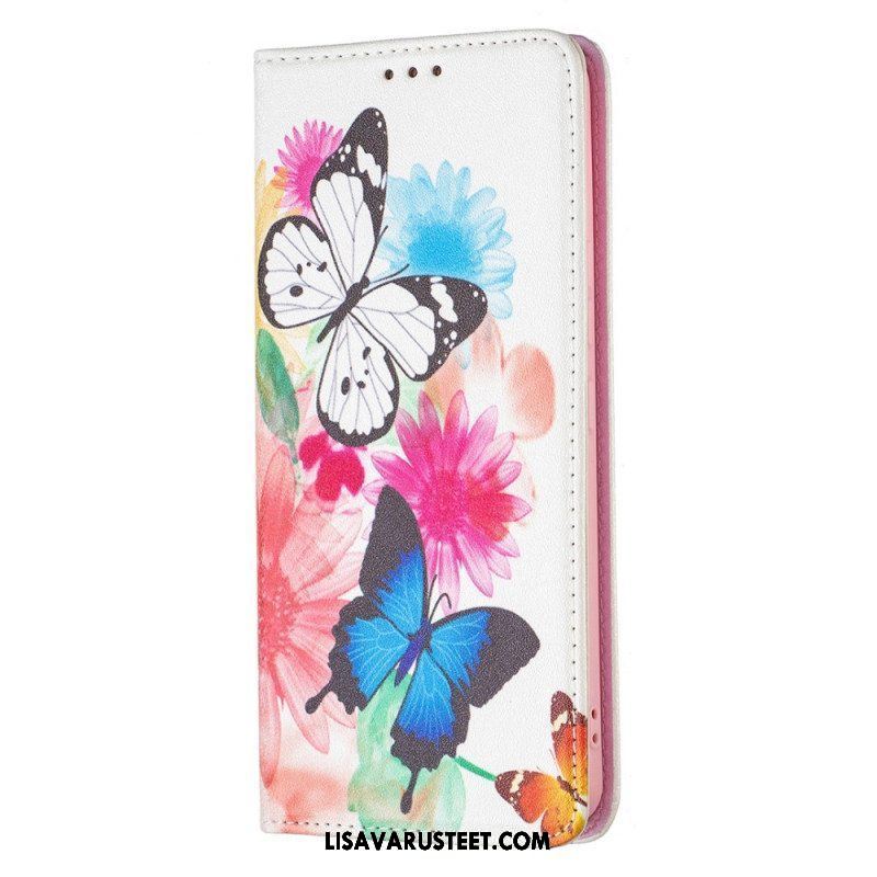 Puhelinkuoret Samsung Galaxy A53 5G Kotelot Flip Värikkäitä Perhosia