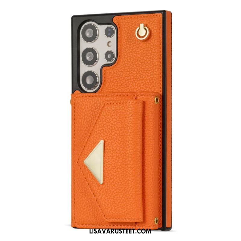 Puhelinkuoret Samsung Galaxy S25 Ultra 5g Nahkaefekti Korttikotelolla Ja Hihnalla