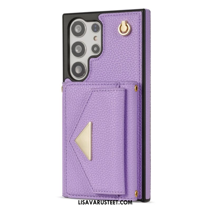 Puhelinkuoret Samsung Galaxy S25 Ultra 5g Nahkaefekti Korttikotelolla Ja Hihnalla