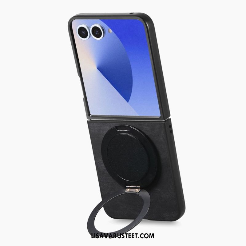 Puhelinkuoret Samsung Galaxy Z Flip 7 Nahkaefekti Pyörivällä Jalustalla