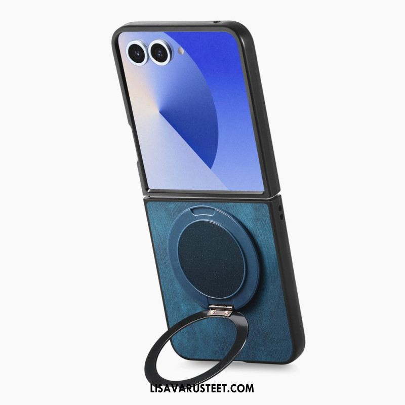 Puhelinkuoret Samsung Galaxy Z Flip 7 Nahkaefekti Pyörivällä Jalustalla