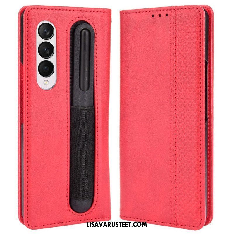 Puhelinkuoret Samsung Galaxy Z Fold 4 Kotelot Flip Retro Kynän Säilytys