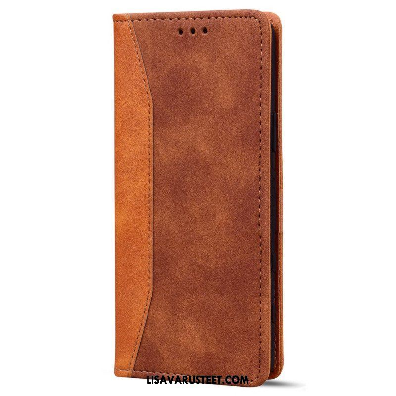 Puhelinkuoret iPhone 14 Kotelot Flip Kaksisävyinen Business Leather -efekti