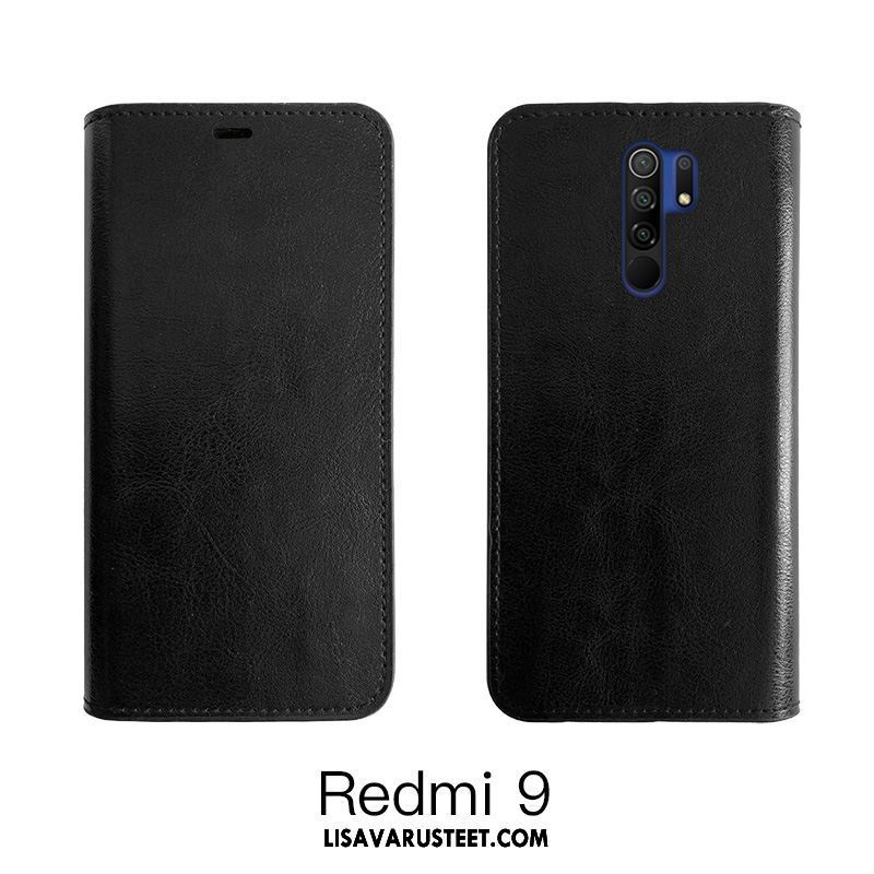 Redmi 9 Kuoret Nahka Lehmä Viini Punainen Kotelo Murtumaton Halpa