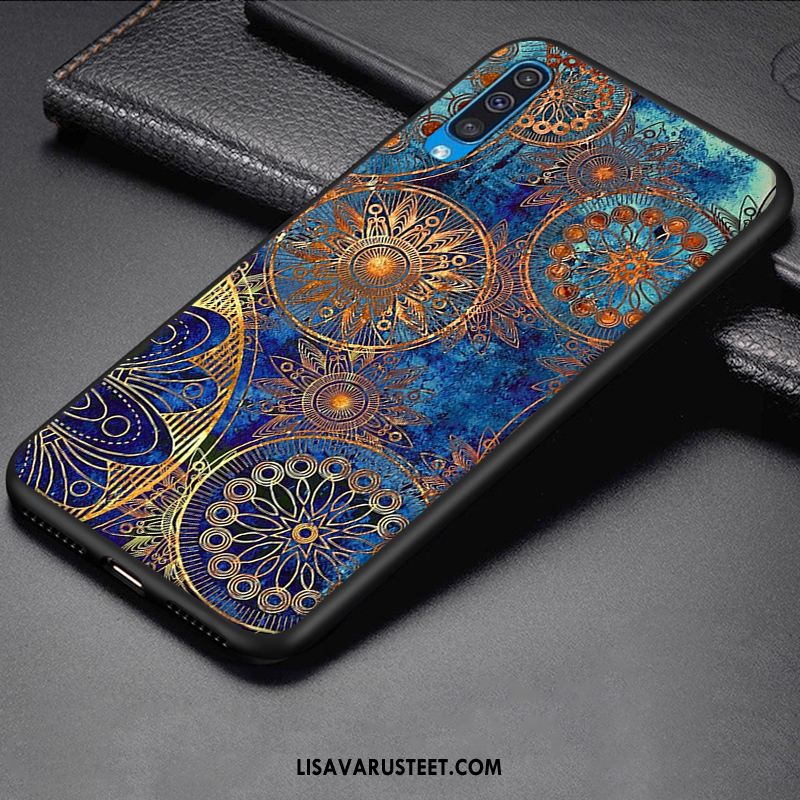 Samsung Galaxy A50 Kuoret Sarjakuva Sininen Pesty Suede Pehmeä Neste Murtumaton Verkossa