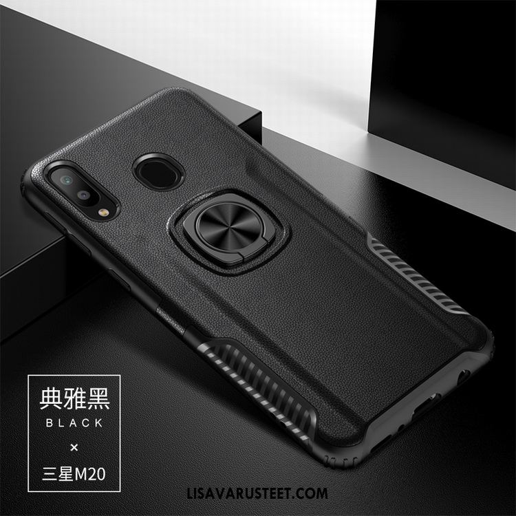 Samsung Galaxy M20 Kuoret Nahka Kova Murtumaton Silikoni Suojaus Halvat
