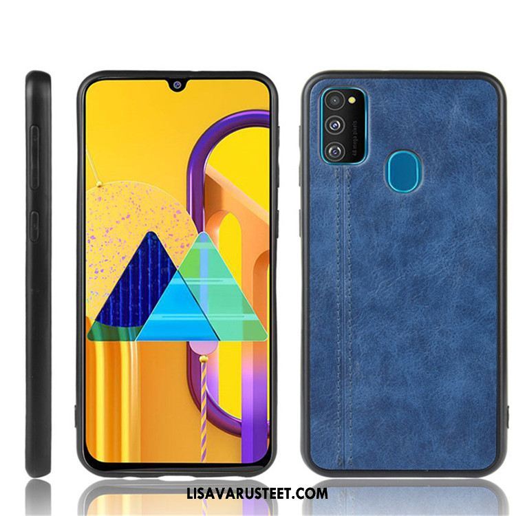 Samsung Galaxy M30s Kuoret Nahka Musta Trendi Kotelo Kova Osta