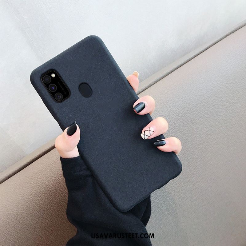 Samsung Galaxy M30s Kuoret Yksinkertainen Pesty Suede Kuori Sininen Silikoni Tarjous