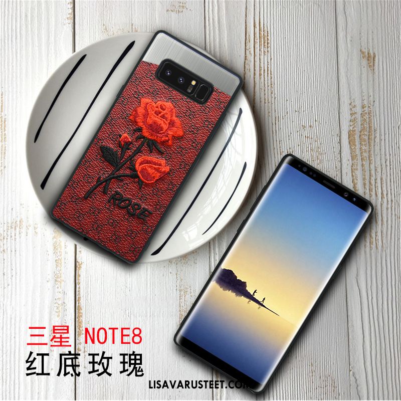 Samsung Galaxy Note 8 Kuoret Pinkki Pehmeä Neste Kukka Kotelo Murtumaton Verkossa