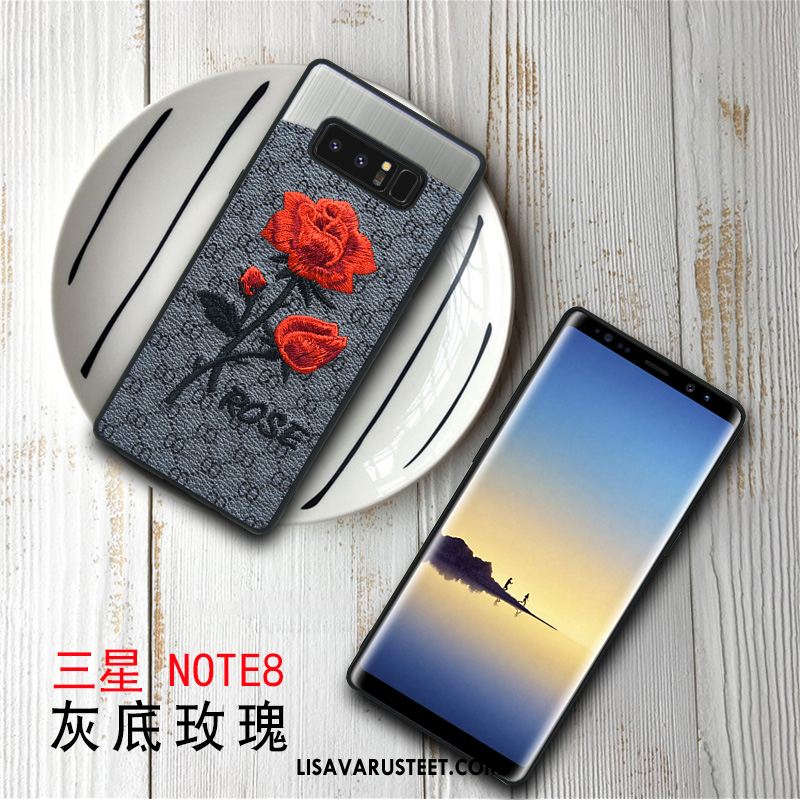 Samsung Galaxy Note 8 Kuoret Pinkki Pehmeä Neste Kukka Kotelo Murtumaton Verkossa