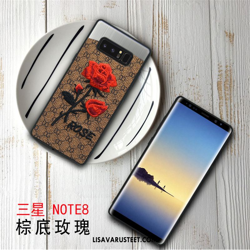 Samsung Galaxy Note 8 Kuoret Pinkki Pehmeä Neste Kukka Kotelo Murtumaton Verkossa