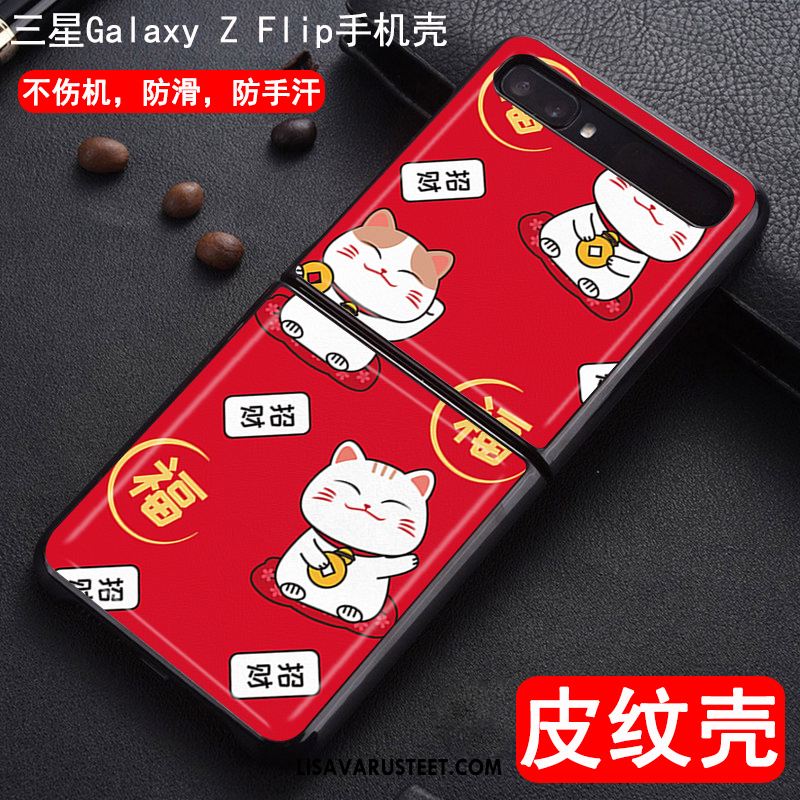 Samsung Z Flip Kuoret Punainen Kukkakuvio Muokata Suojaus Nahka Kuori Verkossa