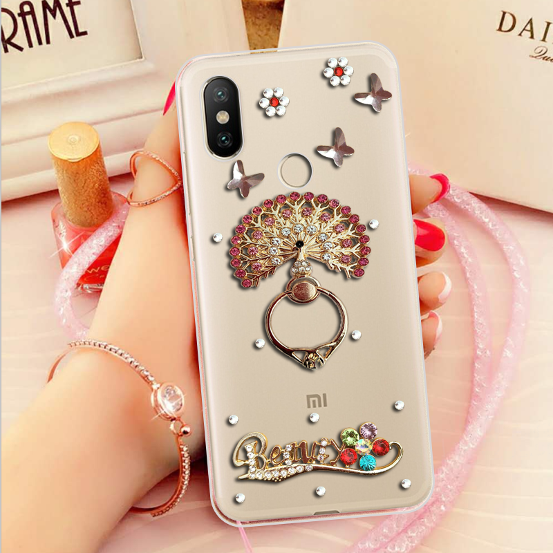 Xiaomi Mi 8 Se Kuoret Silikoni Rhinestone Inlay Rengas Persoonallisuus Kuori Kauppa