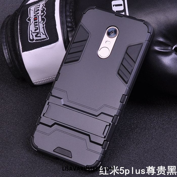 Xiaomi Redmi 5 Plus Kuoret Pesty Suede Suojaus Punainen Kova Musta Halpa