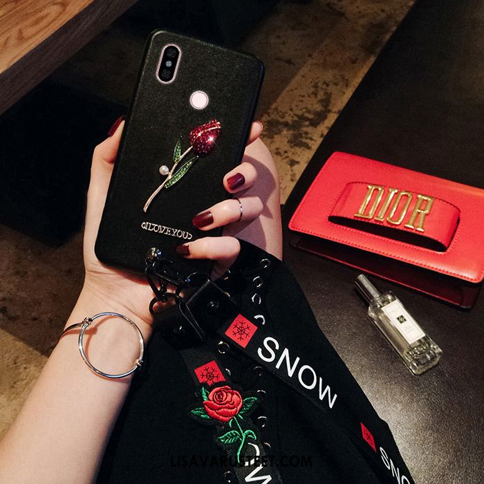 Xiaomi Redmi Note 5 Kuoret Silikoni Ripustettava Kaula Pinkki Kukka Punainen Osta