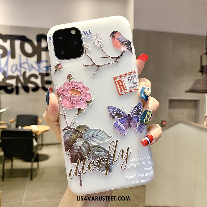 iPhone 11 Pro Max Kuoret Silikoni Kiinalainen Tyyli Pesty Suede Lintu Suojaus Verkossa