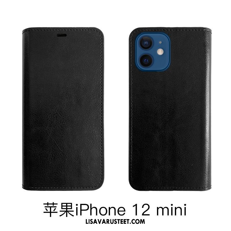 iPhone 12 Mini Kuoret Nahkakotelo Kuori Musta Puhelimen Suojaus Halpa
