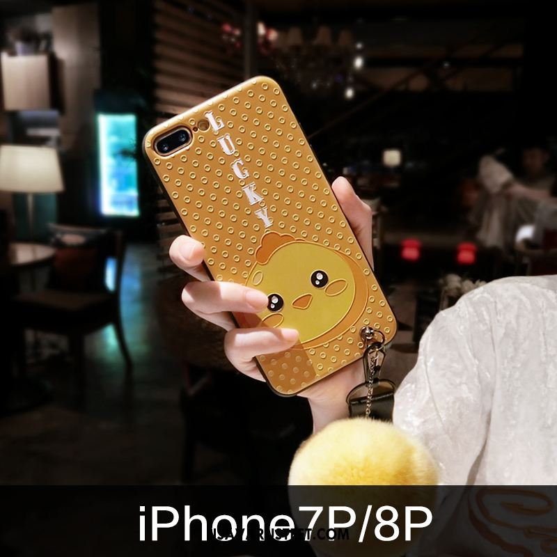 iPhone 8 Plus Kuoret Ihana Pehmeä Neste Silikoni Pompon Keltainen Verkossa
