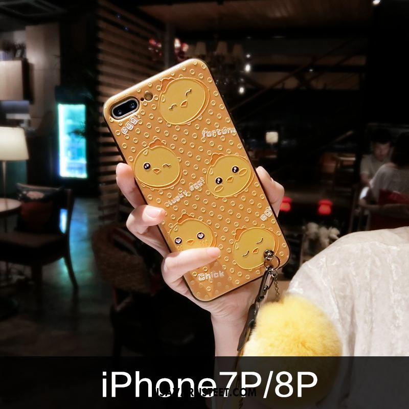 iPhone 8 Plus Kuoret Ihana Pehmeä Neste Silikoni Pompon Keltainen Verkossa