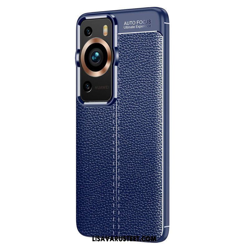 Case Huawei P60 Pro Kaksilinjainen Litsi-nahkaefekti