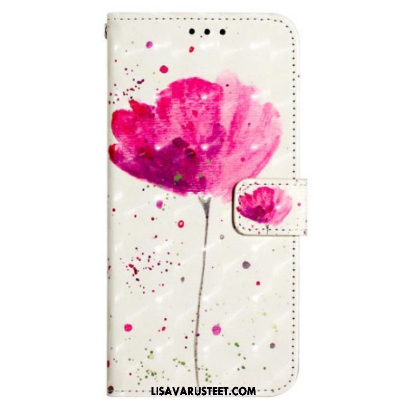 Case Nahkakotelo Samsung Galaxy A13 Suojaketju Kuori Hihna Poppy