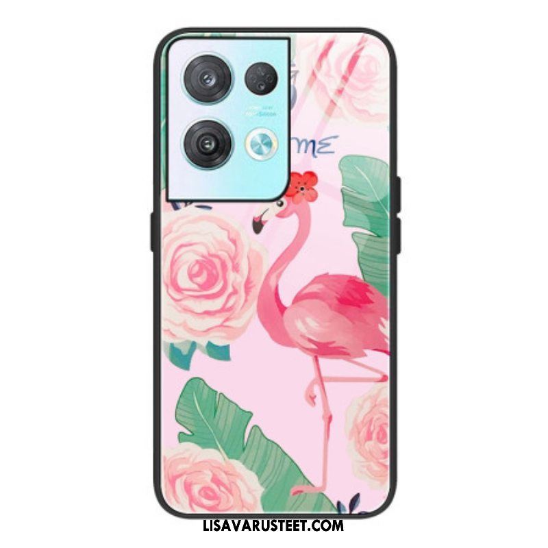 Case Oppo Reno 8 Pro Flamingo Karkaistu Lasi