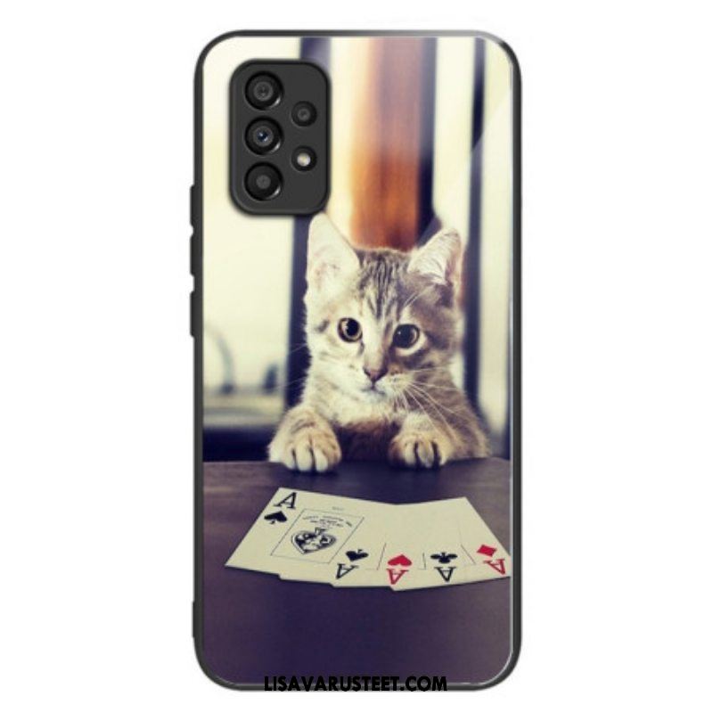 Case Samsung Galaxy A53 5G Poker Cat Karkaistu Lasi