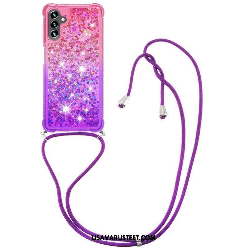 Case Samsung Galaxy A54 5G Kiristysnyörillä Glitter Silikoni Johto