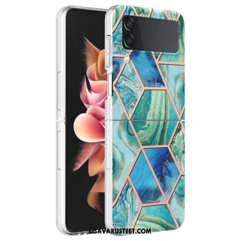 Case Samsung Galaxy Z Flip 4 Kotelot Flip Geometrinen Marmori