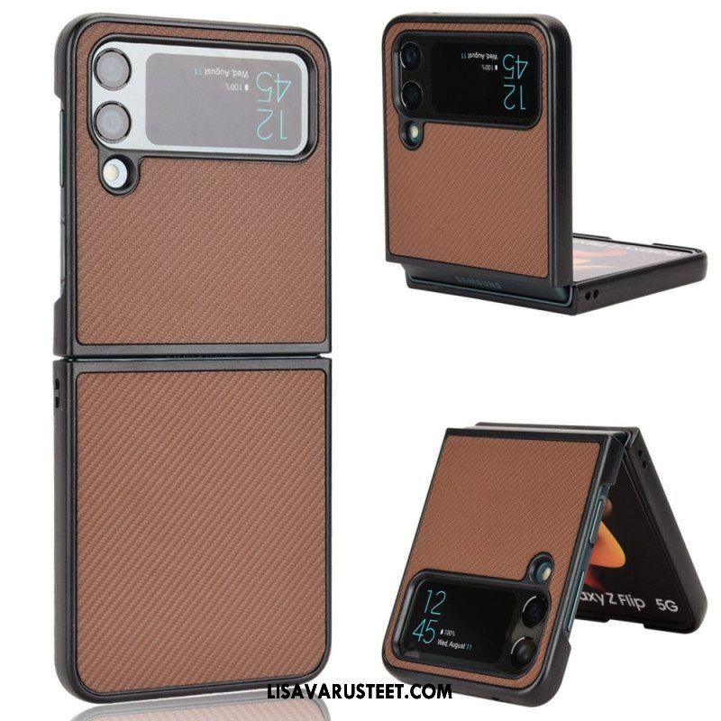 Case Samsung Galaxy Z Flip 4 Kotelot Flip Nahkavaikutteinen Hiilikuiturakenne