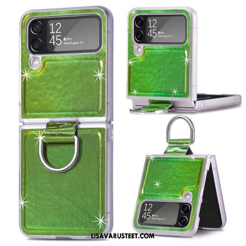 Case Samsung Galaxy Z Flip 4 Kotelot Flip Sähköiset Värit Ja Rengas