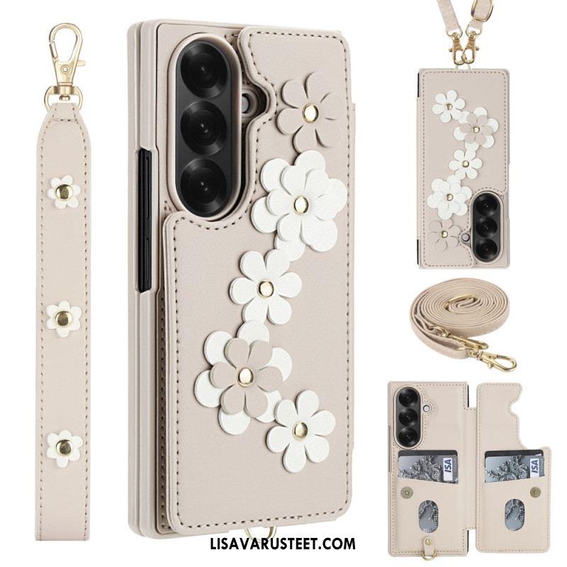 Case Samsung Galaxy Z Fold 7 Puhelinkuoret 3d-kukkakuvioinen Korttiteline Ja Jalusta