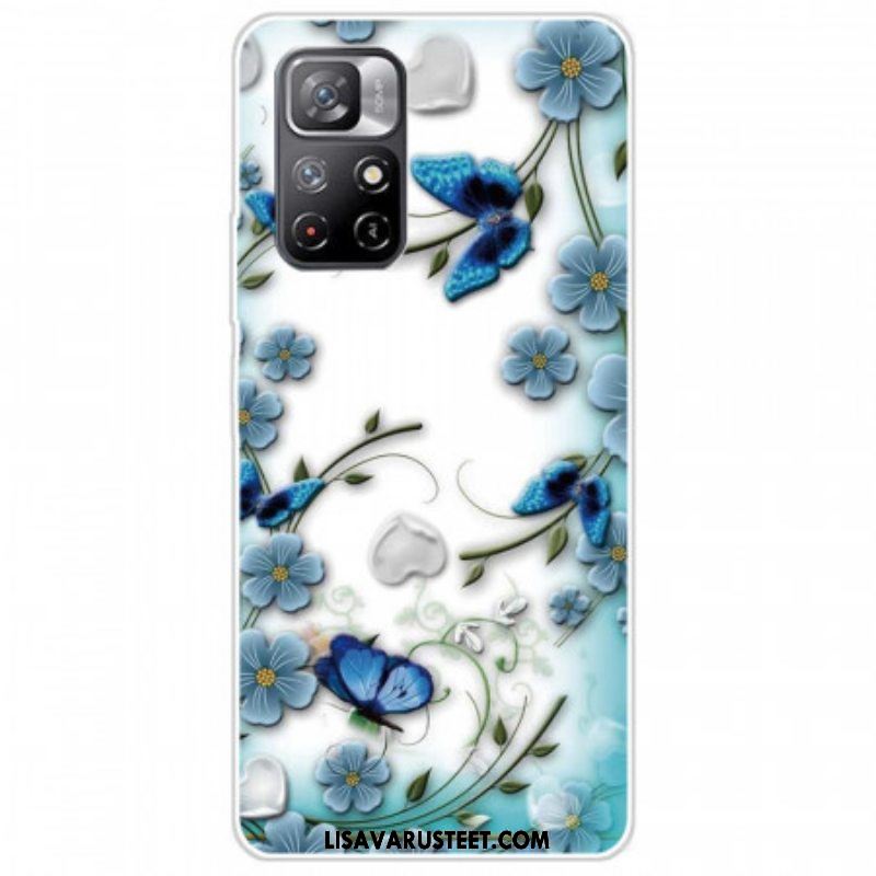 Case Xiaomi Redmi Note 11 Pro Plus 5G Sinisiä Kukkia Ja Perhosia