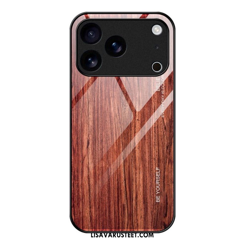 Case iPhone 17 Pro Max Puhelinkuoret Puuefektikarkaistu Lasi