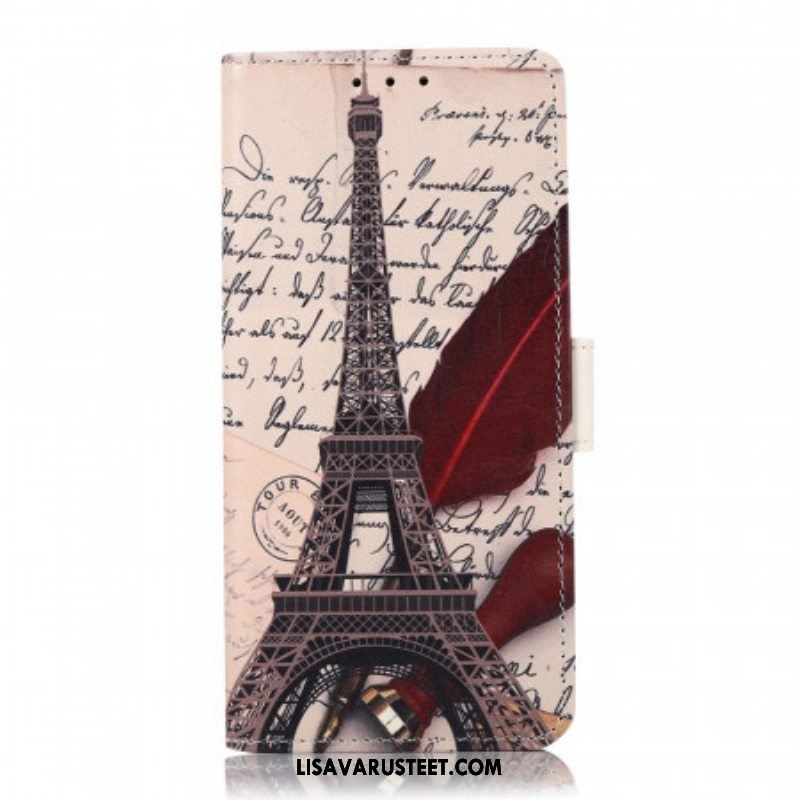 Flip Case Moto E40 / E30 / E20 Runoilijan Eiffel-torni