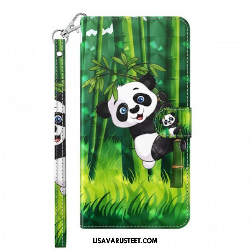 Flip Case OnePlus 10 Pro 5G Suojaketju Kuori Strappy Panda
