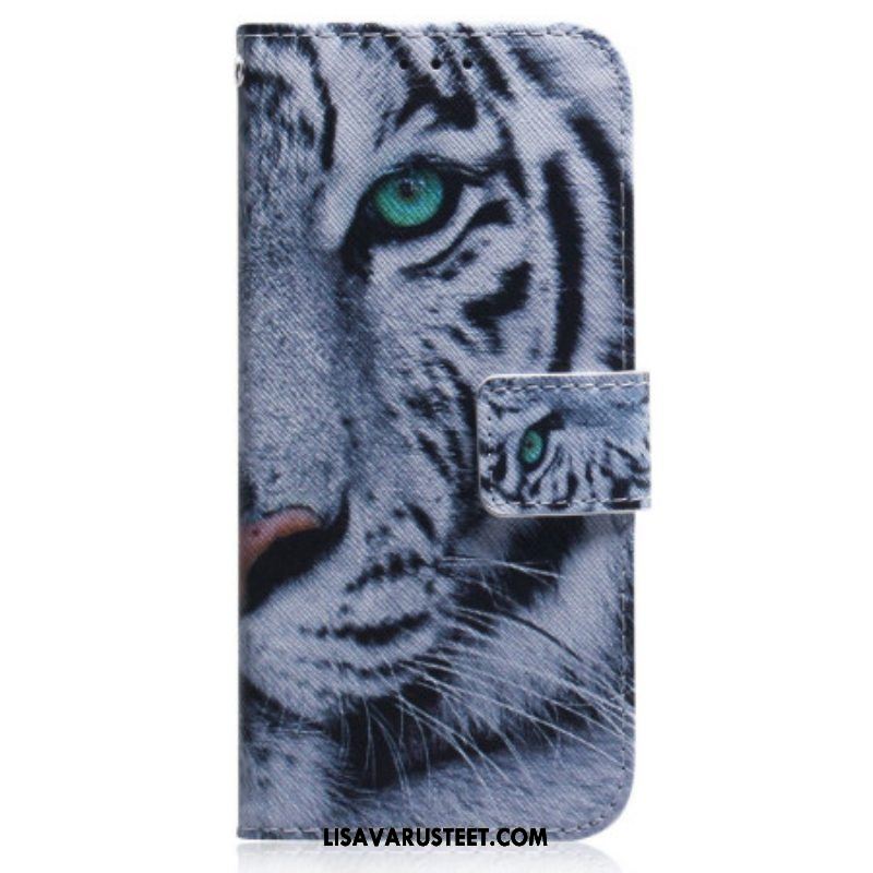 Flip Case OnePlus Nord 2T 5G Suojaketju Kuori Strappy White Tiger