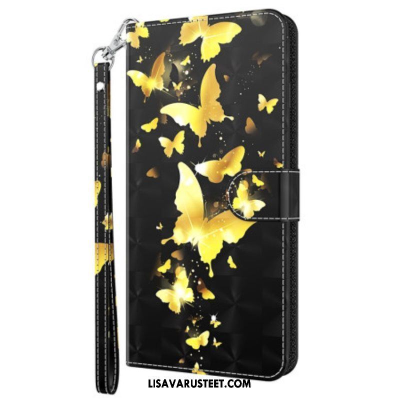 Flip Case Oppo A94 5G Perhonen Kaulanauhalla