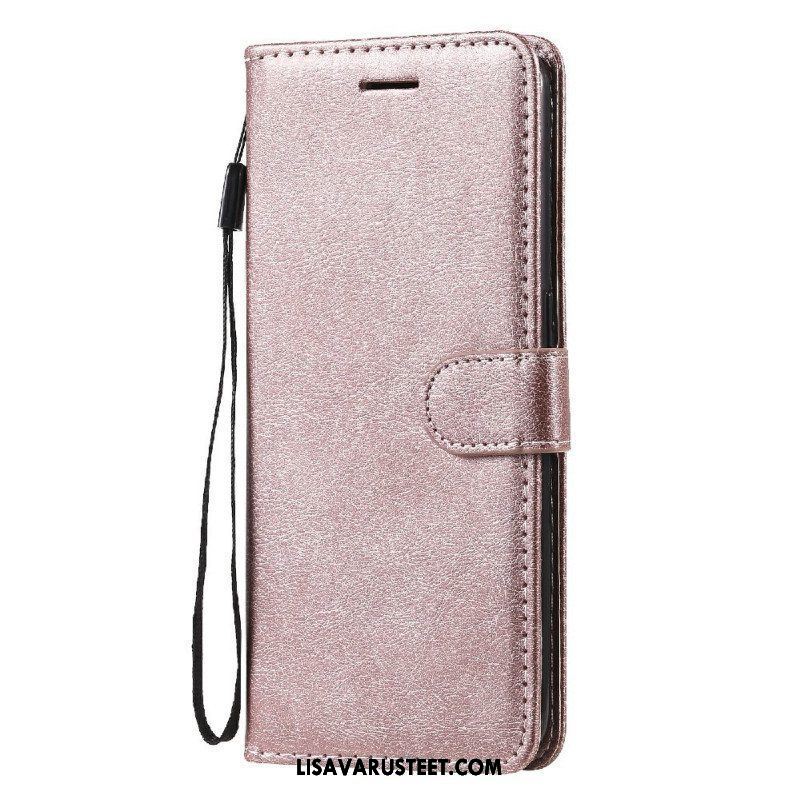 Flip Case Oppo Find X3 Lite Suojaketju Kuori Strappy Leather Effect