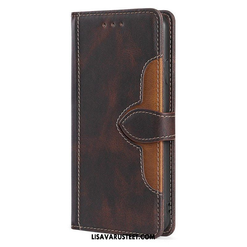 Flip Case Oppo Find X5 Keinonahka Bicolor Tyylikäs