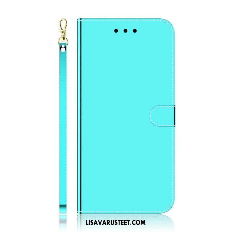 Flip Case Oppo Reno 8 Lite Keinopeilinahka Hihnalla