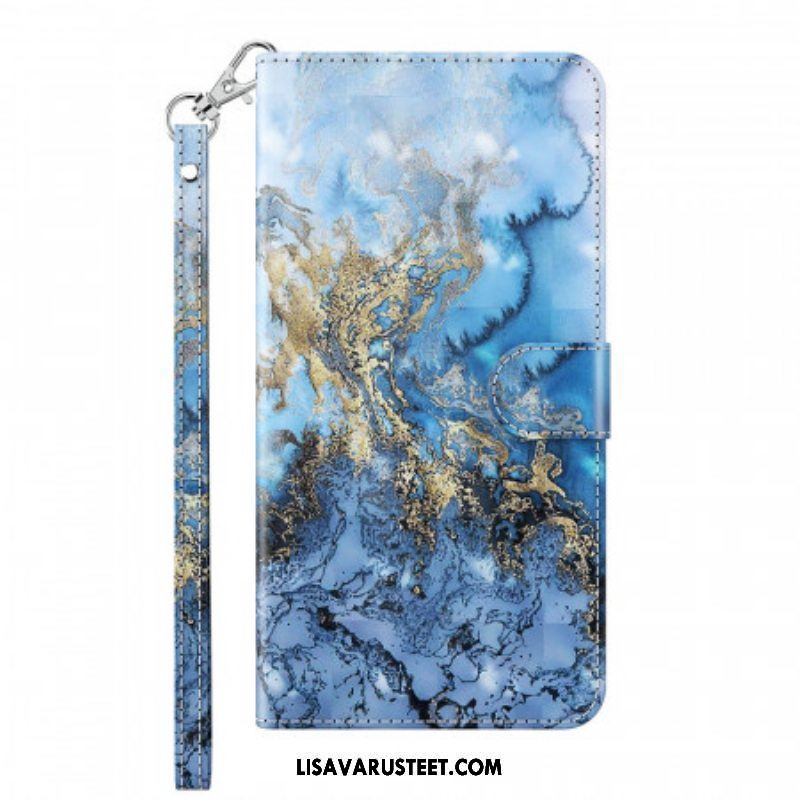 Flip Case Samsung Galaxy A13 5G / A04s Marmorimuotoilu Kaulanauhalla