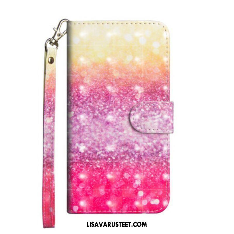 Flip Case Samsung Galaxy A42 5G Magenta Glitter Gradientti