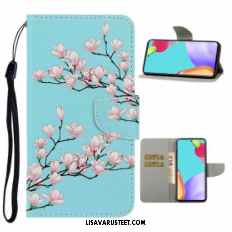 Flip Case Samsung Galaxy A52 4G / A52 5G / A52s 5G Suojaketju Kuori Strappy Pensas